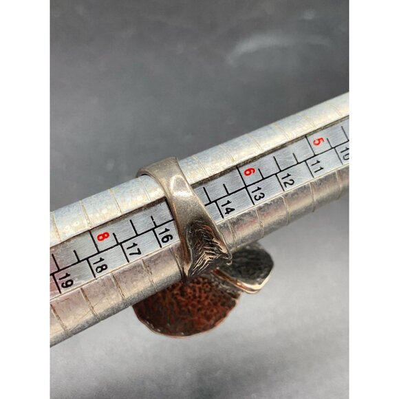 Flower And Pearl Ring Size 7 Sterling Silver High Raised Design Carved Band - Picture 8 of 8